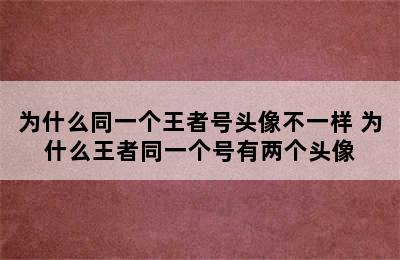 为什么同一个王者号头像不一样 为什么王者同一个号有两个头像